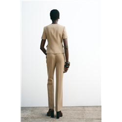 SHORT SLEEVE BLAZER WITH SHOULDER PADS