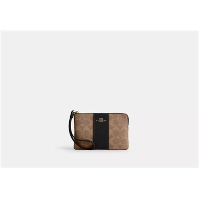 Corner Zip Wristlet In Signature Jacquard