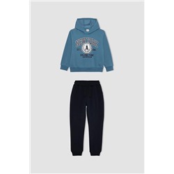 Defacto Erkek Çocuk Baskılı Kapüşonlu Sweatshirt Eşofman Altı 2'li Takım B3667A823WN