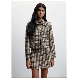 Chaqueta tweed cuadros -  Mujer | MANGO OUTLET Melilla