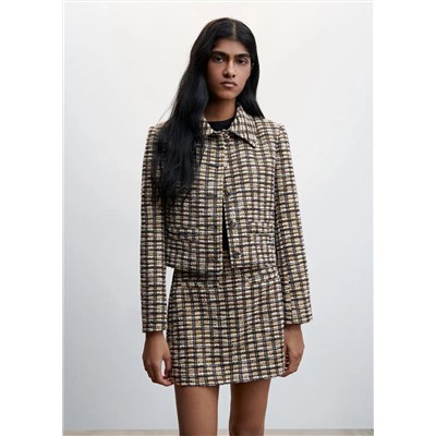 Chaqueta tweed cuadros -  Mujer | MANGO OUTLET Melilla