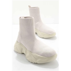 Bambi Bej Vizon Triko Kadın Sneaker K01122000482
