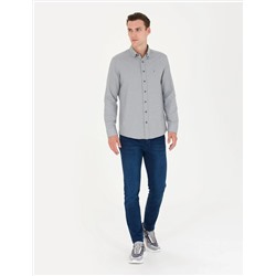 Haki Slim Fit Uzun Kollu Gömlek