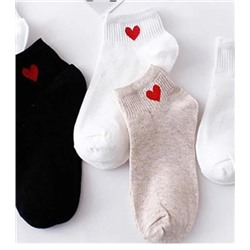 Black Arden Socks Yarım Konç Kalp Desenli Kadın Kolej Çorap 5 Çift BAS1808