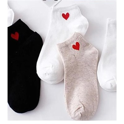 Black Arden Socks Yarım Konç Kalp Desenli Kadın Kolej Çorap 5 Çift BAS1808