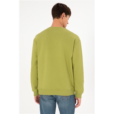Erkek Fıstık Yeşili Basic Sweatshirt