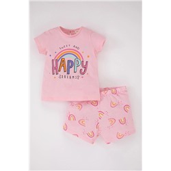 Defacto Kız Bebek Baskılı Kısa Kollu Penye 2'li Pijama Takımı Z4370A223HS