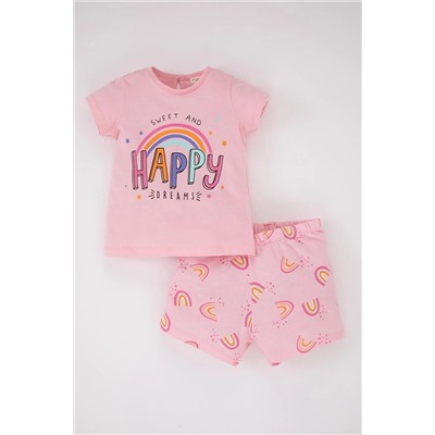 Defacto Kız Bebek Baskılı Kısa Kollu Penye 2'li Pijama Takımı Z4370A223HS