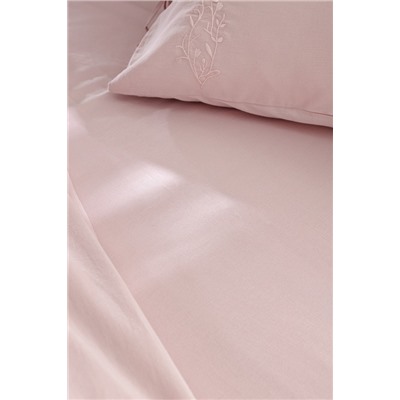 Loris King Size %100 Pamuk Nakışlı Nevresim Takımı - Pudra