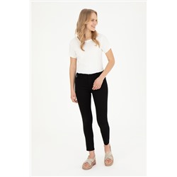 Kadın Siyah Toothpick Fit Kanvas Pantolon