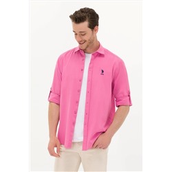 Erkek Pembe Uzun Kollu Basic Gömlek