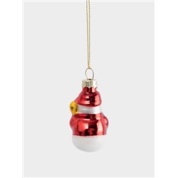 Игрушка елочная, 4 см, стекло, красная, Снеговик, New year
