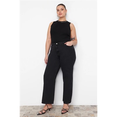 Trendyol Curve Antrasit Yüksek Bel Geniş Paça Büyük Beden Wide Leg Jeans TBBSS22JE0211