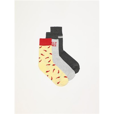 PACK OF 3 PAIRS OF LONG PRINTED SOCKS.