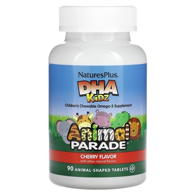 NaturesPlus, Source of Life, Animal Parade, ДГК для детей, детские жевательные таблетки, натуральный вишневый вкус, 90 таблеток