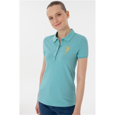 Kadın Mint Basic Polo Yaka Tişört