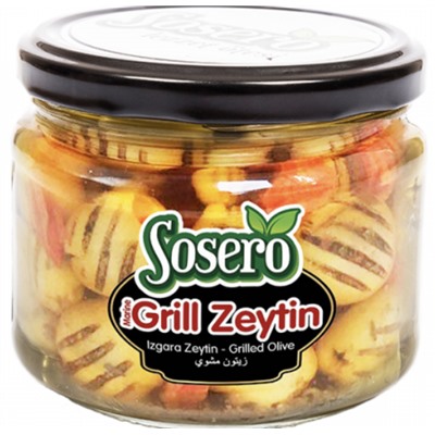 Оливки Sosero жаренные на гриле 290 гр 1/12 (стекло)