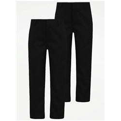 Boys Black Slim Fit Slim Leg School Trouser 2 Pack