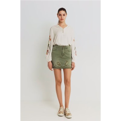 Falda corta vaquera paisley
