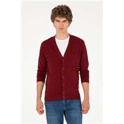 Erkek Bordo Basic Triko Hırka