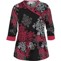 UA Exotica Black Mock Wrap Scrub Top
