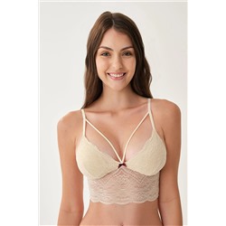 Dagi Bej Atma Kaplı Balensiz Üçgen Dekolte Bralet 21WW23018MA_BEJ_95B