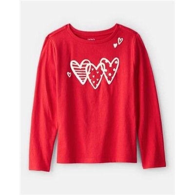 Girls Strawberry Happy Vibes Long-Sleeve Graphic Tee - Pink