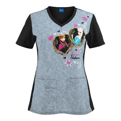 Cherokee Tooniforms Scrubs Forever Sisters Print Top