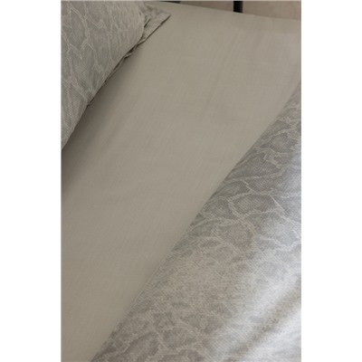 Elaine King Size %100 Pamuk Baskılı Saten Nevresim Takımı - Taş