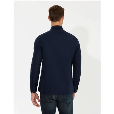 Lacivert Slim Fit Oxford Gömlek