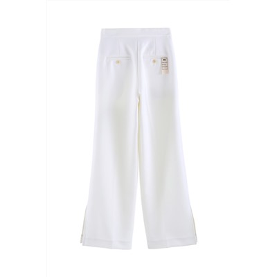 Pantalón palazzo de lana Blanco