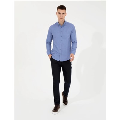 Lacivert Slim Fit Oxford Gömlek