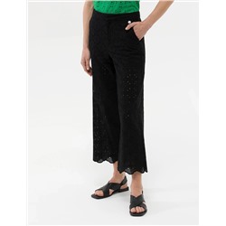 Siyah Flare Cropped Kanvas Pantolon