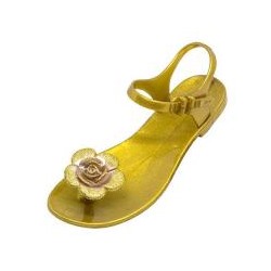 САНДАЛИИ JELLY FLOWER (ЗОЛОТО+ глиттер) / ZHOELALA JELLY FLOWER GOLD GLITTER