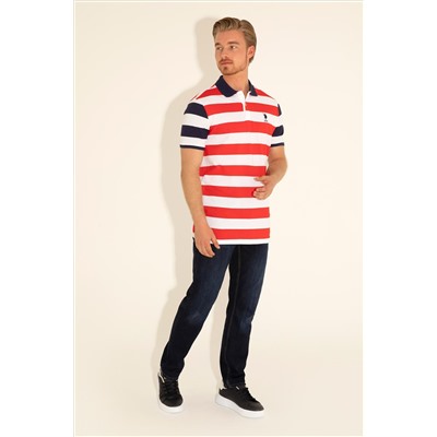 Erkek Regular Fit Polo Yaka Kırmızı Tişört