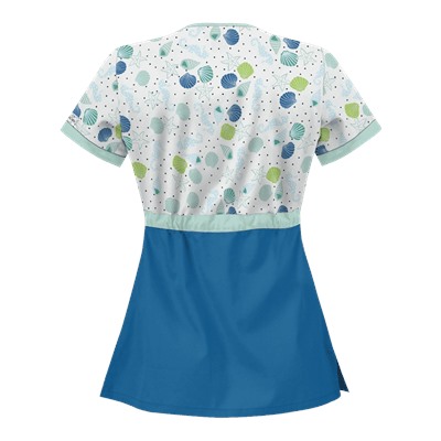 UA Day At The Beach Navy Mock Wrap Print Scrub Top