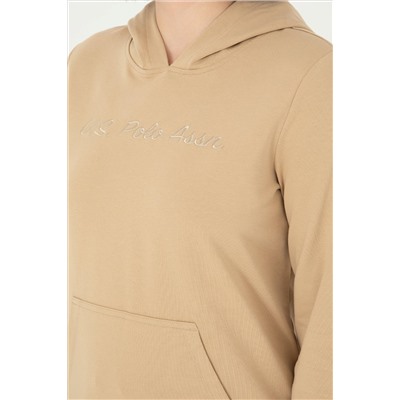 Kadın Kum Kapüşonlu Sweatshirt