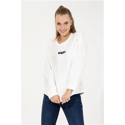Kadın Ekru Bisiklet Yaka Basic Sweatshirt