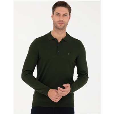 Koyu Yeşil Slim Fit Basic Kazak