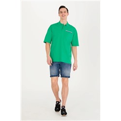 Erkek Yeşil Oversize Polo Yaka Tişört