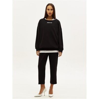 Oversize свитшот POLYMITAM из 100% хлопка с флуоресцентной вышивкой