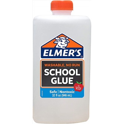 Elmer's Liquid School Glue, White, Washable, 32 Ounces - Great for Making Slime