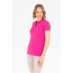 Kadın Fuşya Basic Polo Yaka Tişört