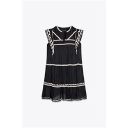 ZW COLLECTION CONTRAST EMBROIDERY DRESS