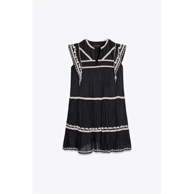ZW COLLECTION CONTRAST EMBROIDERY DRESS
