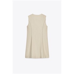 STITCHED LINEN BLEND MINI DRESS