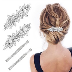 4 Pcs Hair Barrettes for Women Rhinestone Hair Clips Flower Hair Barrettes Crystal Pearl French Hairpins Hair Clip Barrettes for Women Wedding Accessories