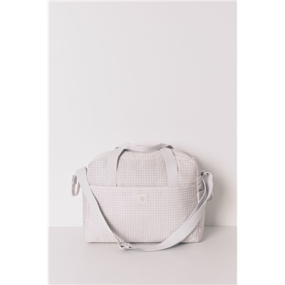 Bolso grande "maternity" cuadros vichy gris oscuro