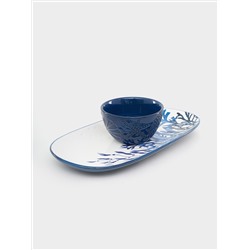 Набор, 2 пр, блюдо/салатник, керамика К, белое/синий, Синие кораллы, Blue Coral