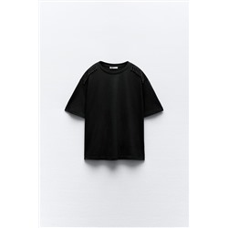 T-SHIRT WITH RHINESTONE SHOULDERS